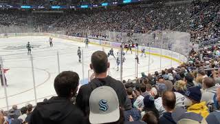 Seattle Kraken Inaugural home game first home goal 102321 Vince Dunn lower bowl view [upl. by Adnuhser896]