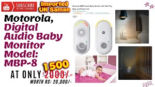 Motorola Digital Audio Baby Monitor MBP8 at only Rs 2000 [upl. by Arataj]