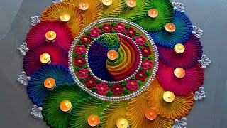 1781 Satisfying video  Diwali rangoli designs  Navratri rangoli design  Sand art [upl. by Noslrac]