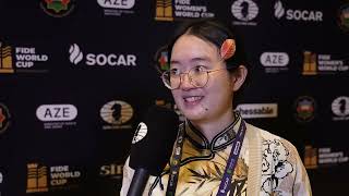 Interview with GM Tan Zhongyi in Chinese  FIDE Womens World Cup  Round 5 [upl. by Uzzia]