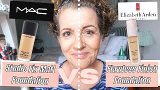 Flawless Foundation for Mature Skin  MAC Studio Fix Matt VS Elizabeth Arden Flawless Finish Review [upl. by Aelyk680]