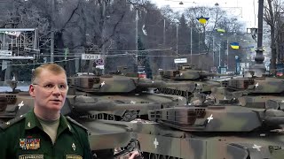 TODAY  Russia Shows Off 12 Confiscated US Abrams M1A2 Tanks Abandoned by Their Crews [upl. by Rosenquist]