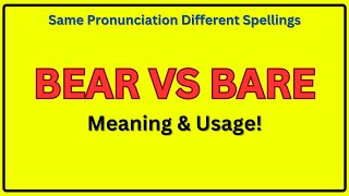 Bear and Bare Homophones  Bear and Bare Pronunciation  Learn Homophones [upl. by Ebby]