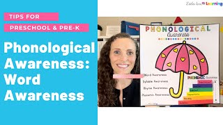 Phonological Awareness Word Awareness Preschool PreK and Kindergarten [upl. by Ecyal96]