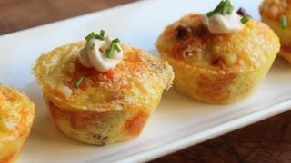 Potato Chorizo Mini Quiches  Chorizo Manchego Potato Quiche Bites  Party Snack [upl. by Anawait]