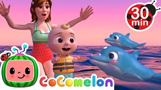 JJ Surfs with Blue Dolphins  Play Outside at the Beach  CoComelon Nursery Rhymes amp Kids Songs [upl. by Helyn199]