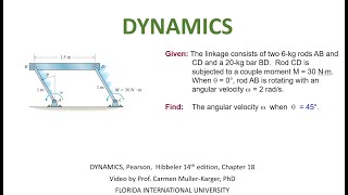 DYNAMICS Example 183 Principle of Work and Energy [upl. by Notsniw329]