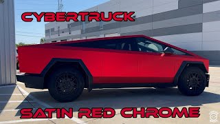 Satin red chrome Cybertruck [upl. by Jarret]