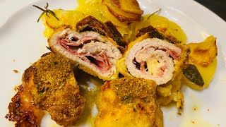 Fettine di lonza impanate farcite al forno￼ con patate [upl. by Unni807]