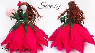 How to Make Breathtaking Crepe Paper Rose Dolls StepbyStep Tutorial [upl. by Ellehsor]