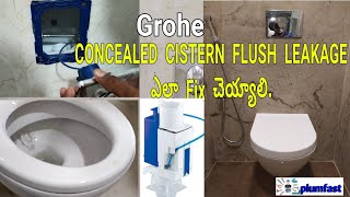 Grohe concealed cistern flush tank leakage repair  Grohe toilet flush repair in Telugu [upl. by Brandise274]