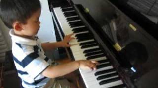 3 Year Old Plays Piano RCM Grade 3 Minuet in G Major JS Bach BWV Ahn 114 [upl. by Lierbag]