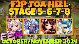 F2P TOA HELL STAGE 5 6 7 8 GIOU PARJANYA HONGYEON CAMILLA OCTOBER NOVEMBER 2024 SUMMONERS WAR [upl. by Fonzie]