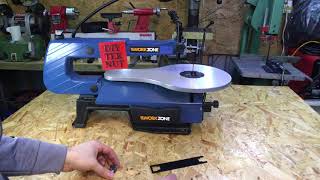 Aldi Workzone Scroll Saw Setup How To Tension The Blade [upl. by Kedezihclem]