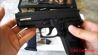 Airsoft  Sig P229 KP02 KJW GBB 6mm  EampG Comércio [upl. by Aniroc433]