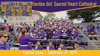 Football defeats Sacred Heart Cathedral 63  34 Band plays after victory Sept 28 2024 [upl. by Burnard]