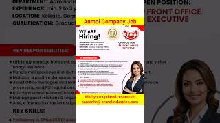 Anmol Company Job  Private Company Job Vacancy  Job in Kolkata  West Bengal Job  Job News [upl. by Joung672]