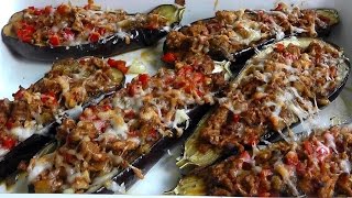 Lamb Mince stuffed Aubergines How to cook video recipe [upl. by Spiros]