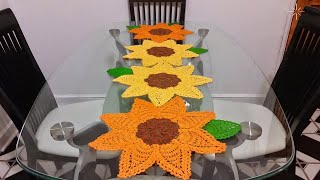 🌻Girasoles a Crochetganchillo para Camino y Centro de Mesa 2 [upl. by Ehlke664]