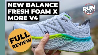 New Balance Fresh Foam More V4 MultiTester Review A max cushioned shoe with a few improvements [upl. by Nwahsyt]