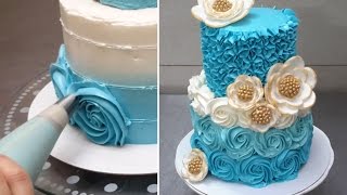 EASY WEDDING CAKE IDEA  How To Make Swirl Buttercream Roses by Cakes StepbyStep [upl. by Boehike]