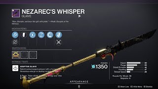 HOW TO GET NEZARECS WHISPER  DESTINY 2 [upl. by Kcirderfla]