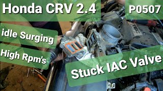 Honda Crv Idle Surging Fix P0507 High Idle IAC Valve [upl. by Ococ]