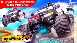 appMink kids cartoon – Fun with Police Car Monster Truck amp Police Helicopter [upl. by Farron]