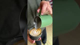 Latte art in my new 150ml la cabra cup coffee latte latteart ceramics homebarista [upl. by Odom649]