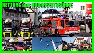 Rettung aus Hubarbeitsbühne  Arbeiter mit Drehleiter befreit  🚒 Feuerwehr Stuttgart [upl. by Irreg]