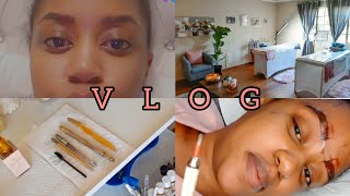 HYBRID EYEBROWS microblading  shading PROCEDURE VLOG  ZIMBABWEAN YOUTUBER [upl. by Enaej]