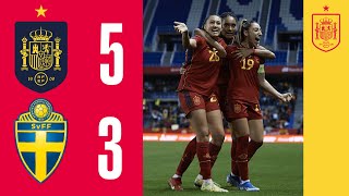 Resumen  España 53 Suecia  UEFA Womens Nations League  Jornada 6  🔴 SEFUTBOL [upl. by Atinar]