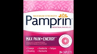 New Project Pamprin Maximum Strength Max Pain  Energy Formula Menstrual Pain Relief Caplets 24 Ct [upl. by Nnire]