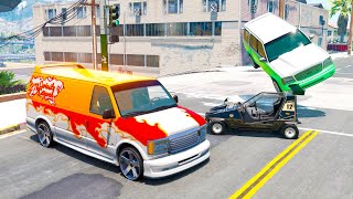 Double Flatbed Trailer Truck vs speed bumps Busses vs speed bump Beamng Drive №244 [upl. by Aerdma]