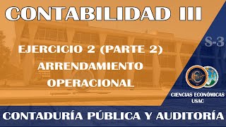 CONTABILIDAD III  EJERCICIO 2 Parte 2  ARRENDAMIENTO OPERACIONAL [upl. by Amabel710]