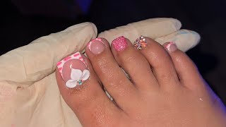 HOW TO DO ACRYLIC TOES  ACRYLIC OVERLAY 💘 [upl. by Baldwin]