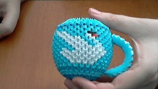 How to make 3d origami cup of tea model 1 swan [upl. by Brawley930]