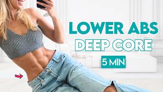 Toned Tight LOWER ABS  5 min Home Workout  Pilates for Deep Core amp Pelvic Floor [upl. by Larrisa]