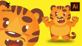 How to Draw Tiger character in Adobe Illustrator  step by step [upl. by Aisenet529]