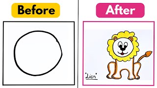 How To Draw Lion Drawing With Circle Easy  Step By Step Drawing For Beginners [upl. by Tsnre635]