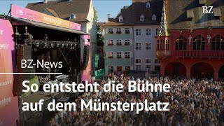 Freiburg ZeitrafferVideo zeigt Aufbau der MünsterplatzkonzertBühne [upl. by Imoin]