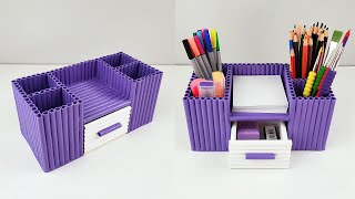 DIY Desktop Organizer Waste Paper  Recycle waste paper  Desk Organizer  Paper Crafts [upl. by Golanka914]