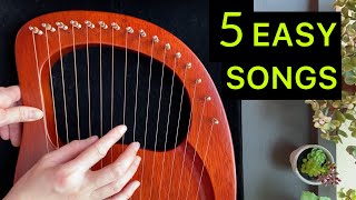 5 EASY LYRE Songs in 5 Minutes  BEGINNER Lyre Harp Tutorial [upl. by Auop290]