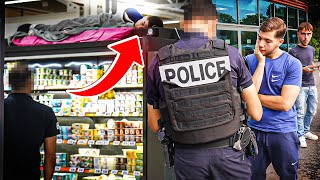 DORMIR SUR LE FRIGO DUN MAGASIN la police marrête [upl. by Sset]