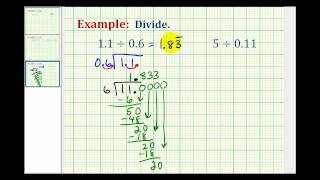 Examples Division by a Decimal with a Repeating Quotient [upl. by Hedva]