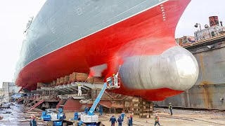 The Impressive Process of Repairing Massive Ships Inside Dry Dock [upl. by Elephus]