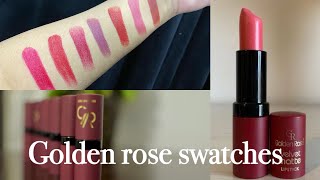 Golden Rose Velvet matte swatches  Golden Rose lipsticks swatches goldenrose [upl. by Isdnil525]