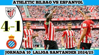 ATHLETIC BILBAO VS ESPANYOL  41  Jornada 10 Laliga Santander 202425 [upl. by Hirsch831]