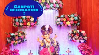 Ganpati decoration at home ll Artificial flowers decoration ll how to make ganpati decoration ll [upl. by Otte]