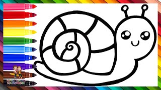 Zeichnen und Ausmalen einer niedlichen Schnecke 🐌🌈 Zeichnungen für Kinder [upl. by Eatnoed]